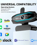 Crisp 1080P Webcam With Bangin Mic And Slick RGB Glow For Seamless Streaming showing universal compatibility and digital mic features.