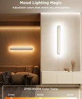 Straight Up Versatile Smart Wall Sconces Featuring Hella Bright RGBICW Led Bulbs Totally Customizable 16 Million Colors And Game Changing Matter App Control Low Key Chic Accent Lighting For Any Vibe Set Of Two Pieces mounted on wall in modern living room.