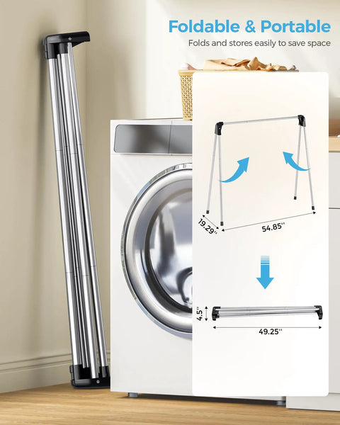 Foldable Clothes Drying Rack Portable Laundry Stand Sturdy Hanging Bars Compact Airer For Apartments Dorm Rooms Closets Quick Dry Setup Zero Fuss Easy Everyday Storage