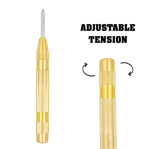 Straight Up Heavy Duty Brass Window Punch Emergency Rescue Tool with adjustable tension and knurled grip for glass breaking.