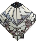 Stained Glass Table Lamp With Floral Pattern, 22 Inch Tall Banker Mission Design, Vintage Antique Look, top view of lamp shade