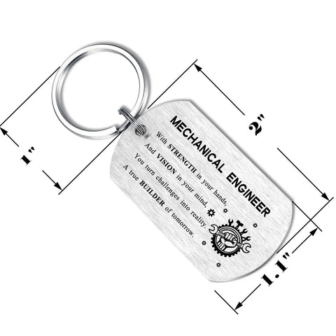 Gearhead Mechanical Engineer Gift Keychain For Students And Pros - Inspirational Engineering Charm, 2x1.1 inch stainless steel pendant with ring.