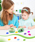 Mother and child using 1 Inch Oval Lever Punch for Scrapbooking and Card Making, easy cut paper punch tool for crafting DIY cards.