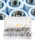 41 Piece Stainless Steel Thread Repair Insert Kit M2 To M14 With Storage Box Workhorse Set shown with labeled compartments.
