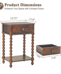 Mid Century Modern Nightstand With Drawer Rustic Walnut Finish And Spindle Wood Legs The Dope Compact Bedside End Table Dimensions