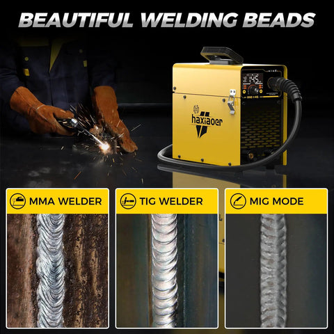 145 Amp MIG Welder With LED Display Inverter 110V Flux Core MIG Lift TIG And Stick Welding Machine showing welding process