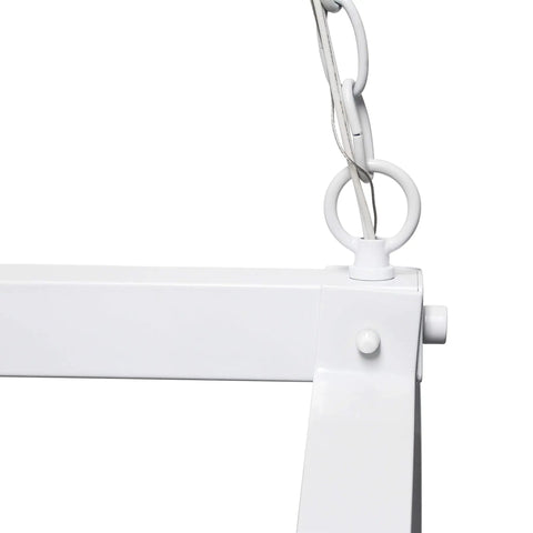 Close-up of chain attachment on Two-Light Kitchen Pot Rack With Down Lights In Brushed Nickel Finish, 35.5 Inch Long, Ceiling Mount