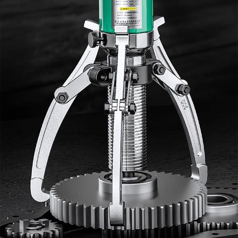 Heavy Duty Two Or Three Jaw Interchangeable Bearing Puller Kit Forged Alloy Steel Gear Gripper extracting a gear.