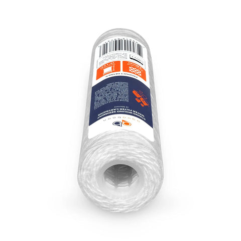 5 Micron 10 Inch By 2.5 Inch String Wound Sediment Water Filter Cartridge Replacement for Whole House Well Water Filtration System WHKF WHSW