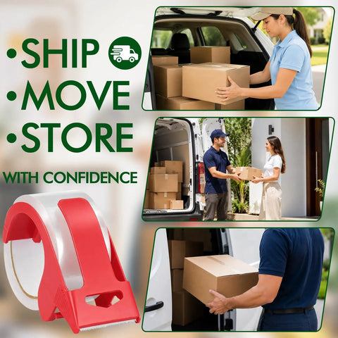 24 Pack Of Clear Packing Tape With 4 Dispensers Heavy Duty Moving And Shipping Tape Refills 2 Inch Wide By 60 Yards Each Ideal