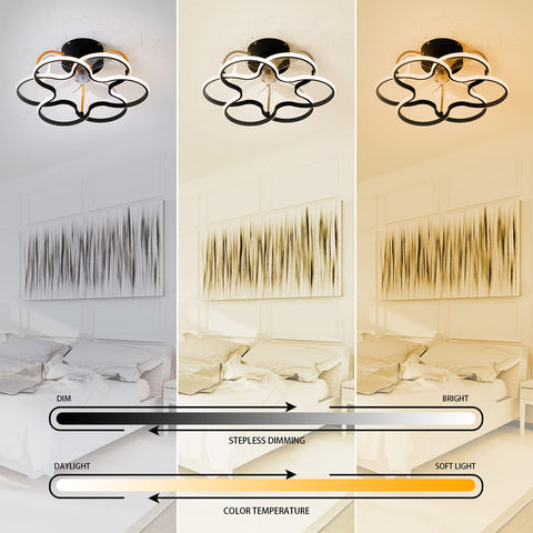 Ceiling Fan With Lights And Remote Control, 3 Color Temperature Dimmable LED, 3 Speed Quiet Motor, Reversible, Low Profile Flush Mount