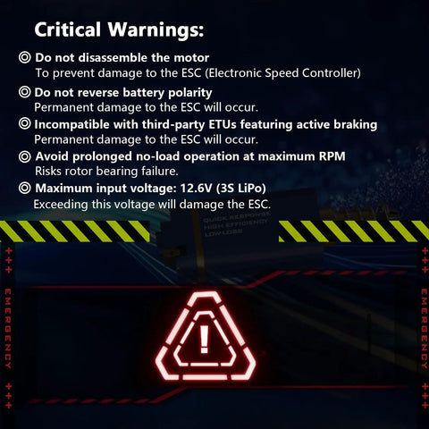 Critical warnings for Airsoft Brushless Motor With High Torque And Fast Speed Long Shaft Fit For M4 M16 MP5 G3 P90 Series