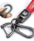 Hella Durable Red Leather Auto Keychain With Slick Zinc Alloy Strap Tough Key Fob Lanyard For Honda Accord Civic Crv Pilot, showing metal hook.