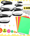 Six Piece Circle Punch Set With All The Right Sizes 0.3in 0.6in 1in 1.5in 2in 3in And Ten Color Sticker Papers