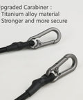 Close-up of titanium alloy carabiners with rope for Backstop Chain Link Fence Camera Mount For GoPro iPhone Mevo Start AKASO SJCAM