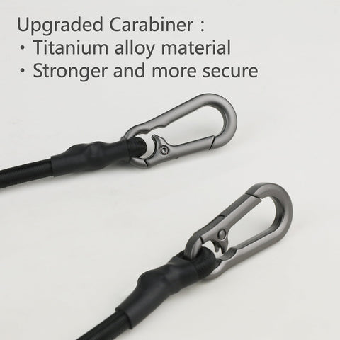 Close-up of titanium alloy carabiners with rope for Backstop Chain Link Fence Camera Mount For GoPro iPhone Mevo Start AKASO SJCAM