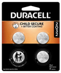 Heavy Duty Cr2032 Lithium Coin Battery 3V 4 Pack on packaging with child secure features and bitter coating.