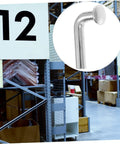 Dang Solid Heavy Duty Pallet Rack J Bolt Safety Pins 100 Pack shown in warehouse, highlighting durable iron material and teardrop clip design.