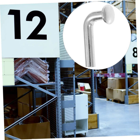 Dang Solid Heavy Duty Pallet Rack J Bolt Safety Pins 100 Pack shown in warehouse, highlighting durable iron material and teardrop clip design.