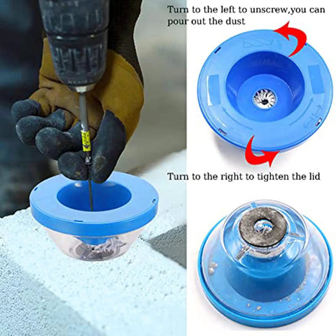 Gotta Keep Your Job Site Clean With This Heavy Duty Electric Hammer Dust Cover And Drywall Dust Collector Made From Rugged Abs Plastic To Snag All That Pesky Dust Before It Creates A Huge Mess For Power Tool Crews. Close-up of blue dust collector on a rotary tool.