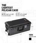 1626 Air Case No Foam Black Heavy Duty Gear Case with Watertight Seal and Quiet Wheels