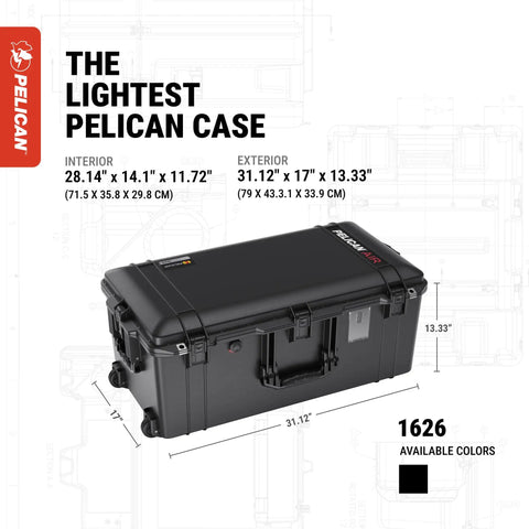 1626 Air Case No Foam Black Heavy Duty Gear Case with Watertight Seal and Quiet Wheels