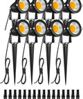 Eight Pack Low Voltage LED Landscape Lights 5W 12V Waterproof Warm White Pathway Garden Yard Spotlights With Stakes