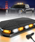 Rooftop Emergency Strobe Light Bar With 102 LED Amber And White Beacons Magnetic Base 12 To 24V for trucks and vehicles at night