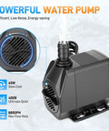 Close-up of a 45W 880 GPH pump from the All In One Pond Waterfall Kit With LED Light And 12 Inch Stainless Spillway, showcasing design details.