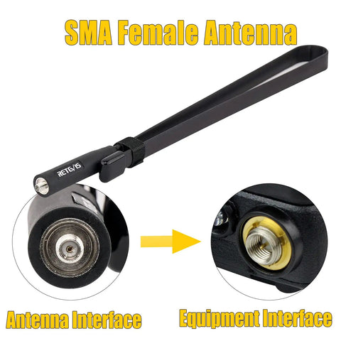 Foldable 29 Inch VHF UHF Ham Radio Antenna With SMA Female Connector High Gain 5dBi for Baofeng UV Series detail view