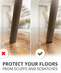 Comparison of furniture leg on hardwood floor with and without X Protector Felt Furniture Pads 181 Piece Ultra Large Set For Hardwood