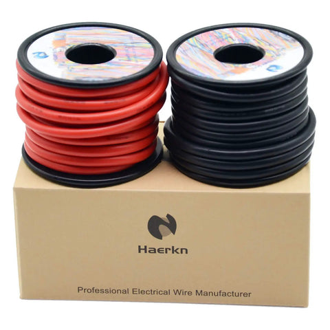 10 AWG Silicone Electrical Wire Pro Grade 50 Feet Kit With 25 Ft Black And 25 Ft Red Soft Flexible Hook Up Cable Oxygen Free Stranded Tinned Copper Battery Wire 600V High Temperature Rated Minus Sixty To Two Hundred Celsius on spools on box
