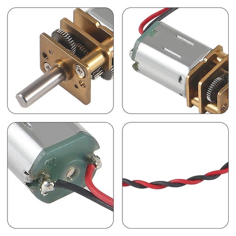 Mini Micro N20 Gear Motor DC 3V-6V With Full Metal Gearbox For DIY Robot Car Projects, close-up details and wiring