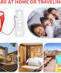 Image of Portable Door Lock Additional Privacy And Safety Ideal For Home Hotel Apartment Airbnb Red, showing lock and family sleeping securely.