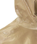 Close-up of Top Shelf Chemical Resistant Hazmat Suit With Full Cbrn Body Seal, showcasing hood and material texture.