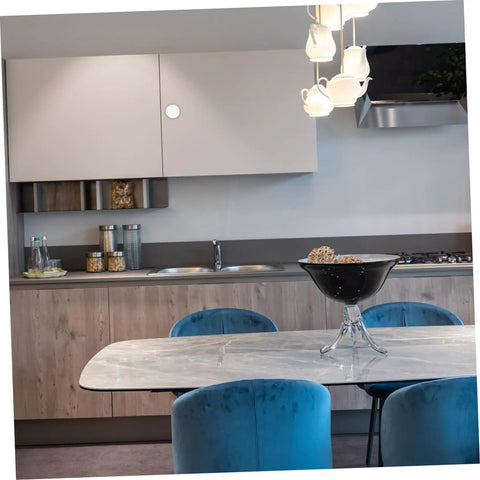 Modern kitchen with Six Pack White Alloy Round Cabinet Door Handles For Wardrobe And Kitchen Cabinets featured on cabinets.
