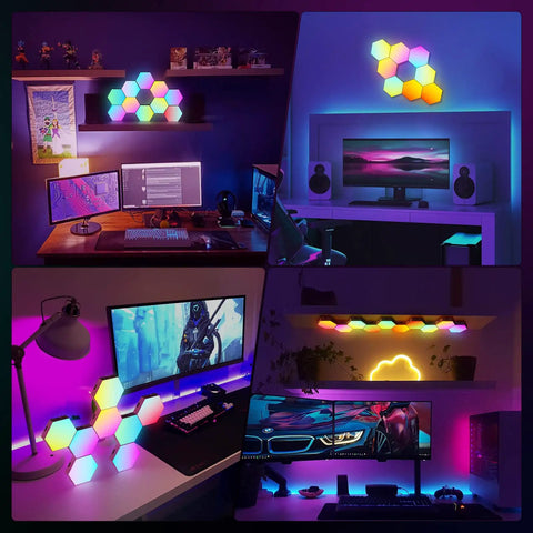 Hexagon RGB LED Light Panels With App And Remote Music Sync Wall Lights For Room Decor 16 Million Colors 200 Plus