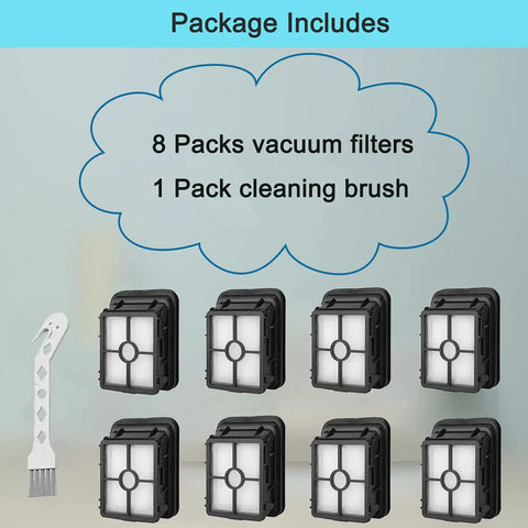 8 Pack Replacement Filters For CrossWave 1866 Compatible With 1785G 1785B 1785F 2328 2305 2306 2551 2554 Cordless Max All In One Wet Dry Vacuum Cleaner Replacement Part 1608684 shown with cleaning brush