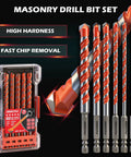 Go-To 10-Piece Masonry Drill Bit Set with 6-Inch Carbide Tipped Bits and Hex Shank for Brick Cement Tile Wood and Light Metal