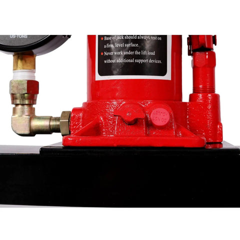 Close-up of the hydraulic pump and gauge on the Heavy Duty 12 Ton Hydraulic Shop Press With Built In Pressure Gauge And Toughened Steel Frame.
