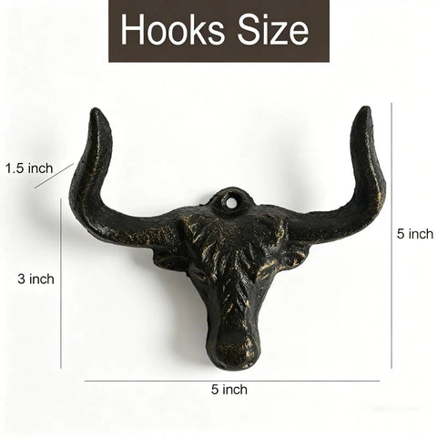 Indoor Outdoor Heavy Duty Cast Iron Wall Hooks Two Pack No Hassle Vintage Beard Design Super Secure multi-purpose coat rack size dimensions