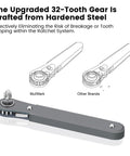 Ultra Low Profile Quarter Inch Mini Ratchet Wrench Set with Hardened Steel 32-Teeth Gear, diagram comparison included.