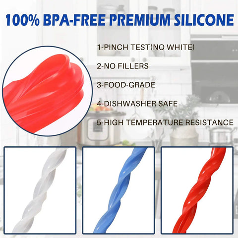 Three Color Silicone Sealing Rings For 6 Quart Electric Pressure Cooker, BPA Free Food Grade Gaskets, twisted red, blue, clear rings