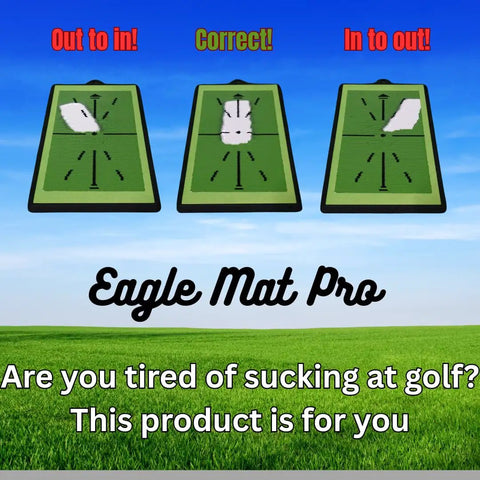 Three Pro Grade Golf Swing Training Mats tracking ball impact and swing path with color feedback from green to white.