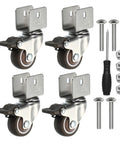 No Fuss Heavy Duty Swivel Caster Wheels With 5 7 Inch U Brackets And Solid Locking Brake For Easy Furniture Table Cabinet Swaps Roll Like Butter In Just A Snap Four Pack featuring 1.25 inch wheels and hardware.