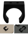 Close-up of Two Pack Nylon Water Pipe Clamps For Marine Use, showcasing black marine-grade clips and fishing rod holder clips.