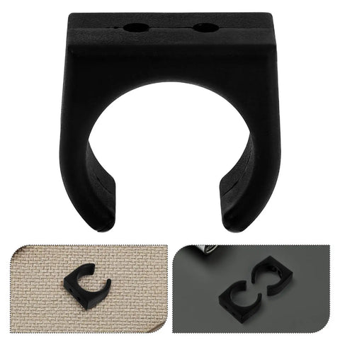 Close-up of Two Pack Nylon Water Pipe Clamps For Marine Use, showcasing black marine-grade clips and fishing rod holder clips.