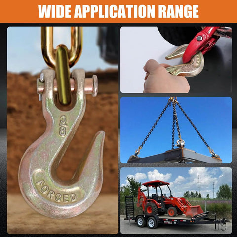 Three Eighths Inch Chain Hooks Grade 70 Heavy Duty Clevis Grab Hooks Forged Alloy Steel 7,100 Lb Working Load Limit 28,000 Lb