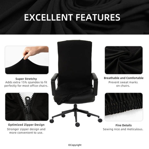 Waterproof Stretch Office Chair Cover With Durable Zipper Washable Removable Spandex Slipcover For Desk Chairs Dustproof