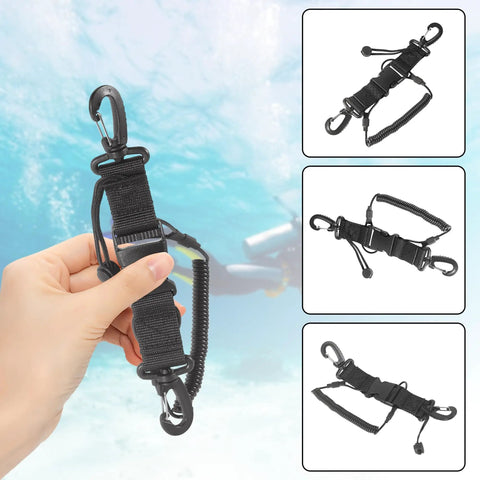 2 Pack Coiled Scuba Diving Lanyards With Quick Release Buckles, Ideal For Dive Cameras And Lights, Keep Your Gear Safe With Clips